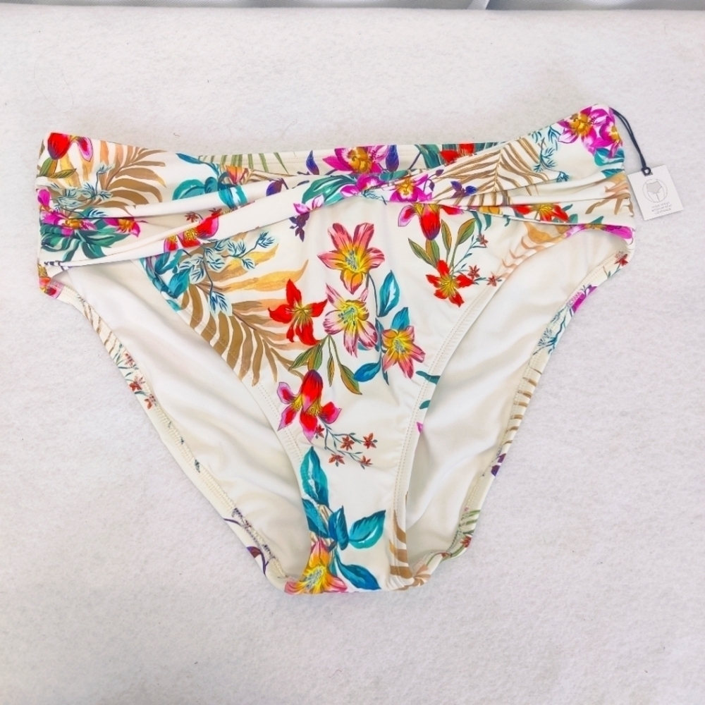 NEW Shade & Shore High Waist Bikini Bottom Sz XL Tropical Floral/ White Target